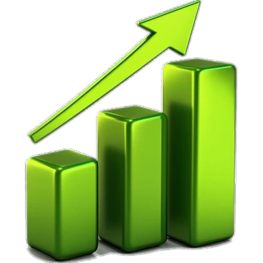 3D green rising bar chart icon — usage statistics