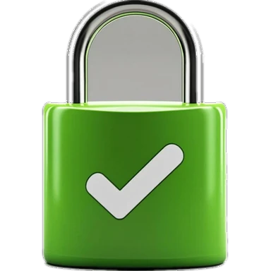 Padlock with checkmark — data security